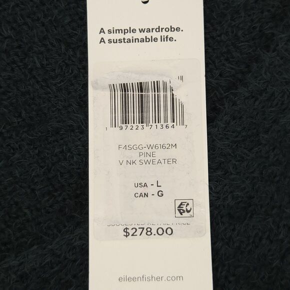 Eileen Fisher Organic Cotton Eyelet Sweater Womens Size Large Green Fall Winter - Picture 8 of 8